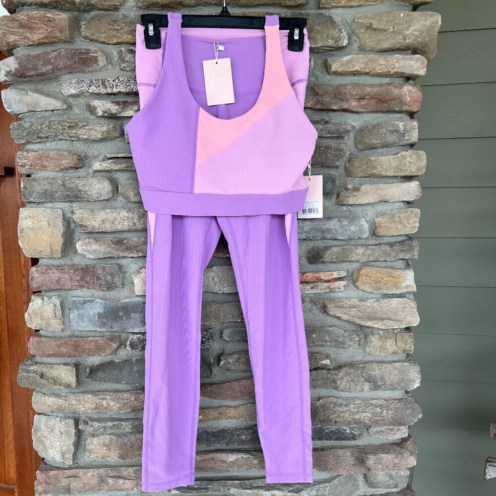 Purple and Pink Women's Wilo Leggings Bra Set Small